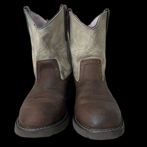 Herman survivors western boots brown and cream with pink stitching - Picture 1 of 13